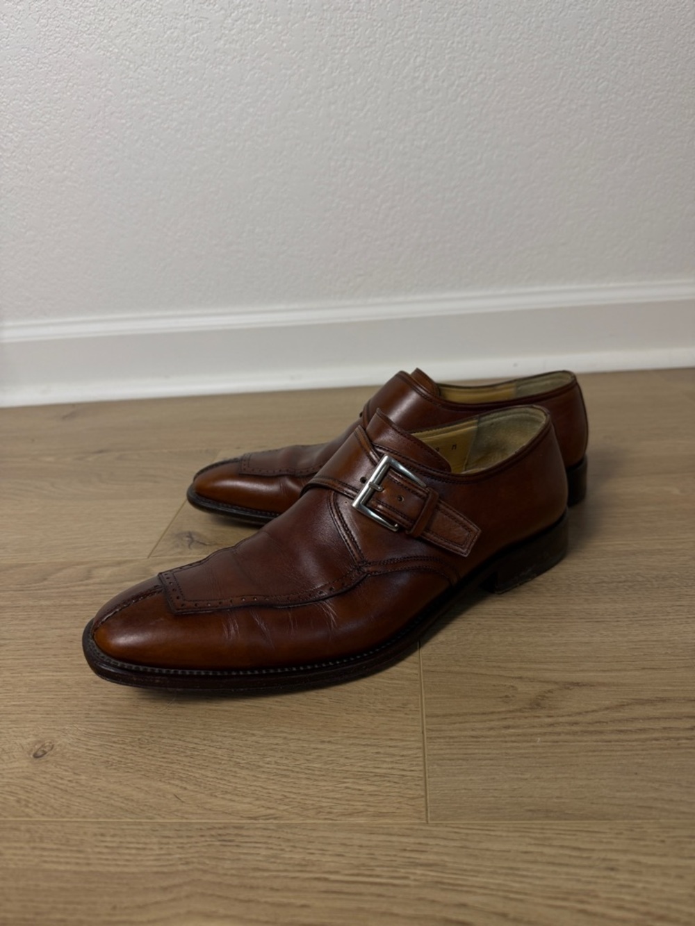 Johnston&Murphy Men’s Leather Single Monk Strap Dress Shoes size 8 Italy